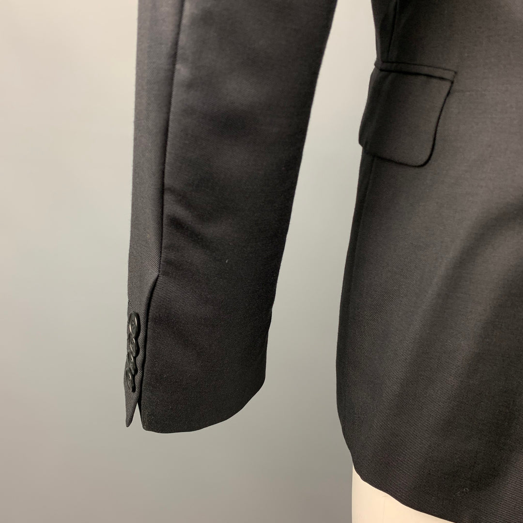CALVIN KLEIN COLLECTION Size 38 Black Wool / Silk Peak Lapel Sport Coat