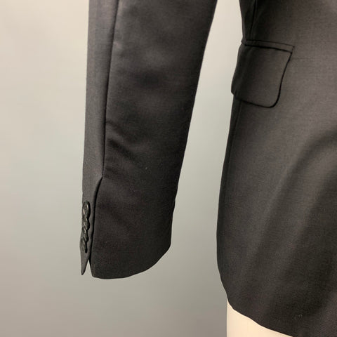 COLECCIÓN CALVIN KLEIN Talla 38 Abrigo deportivo con solapa de pico de lana / seda negro