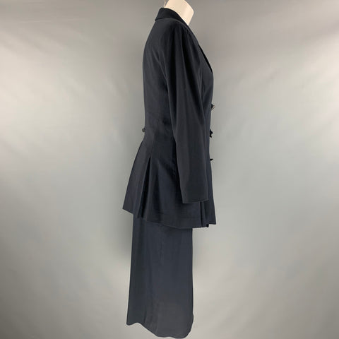 MATSUDA Size S Vintage Charcoal Wool Skirt Jacket Suit