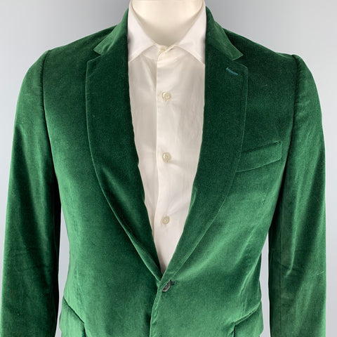 PAUL SMITH Size 42 Regular Green Velvet Notch Lapel Sport Coat