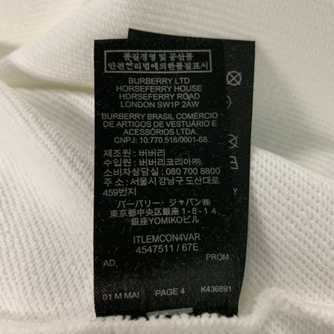BURBERRY Talla XL Sudadera corta de algodón liso blanco