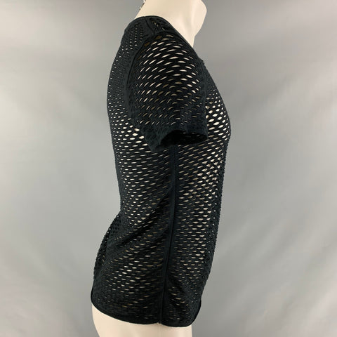 IRO Size XS Black Mesh Cotton Crew-Neck T-shirt