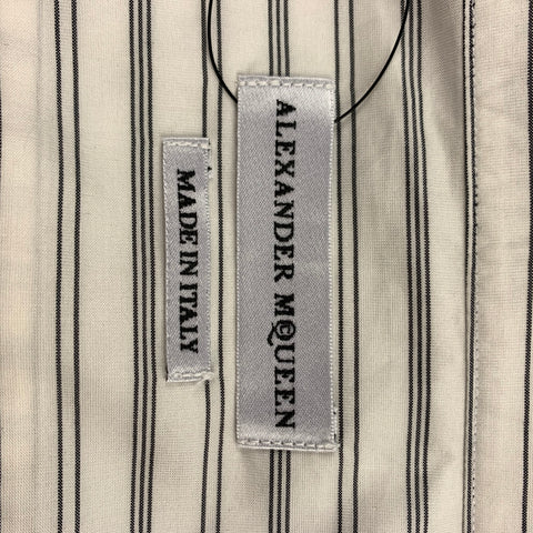 ALEXANDER MCQUEEN Size XL White & Black Vertical Stripe Long Sleeve Shirt
