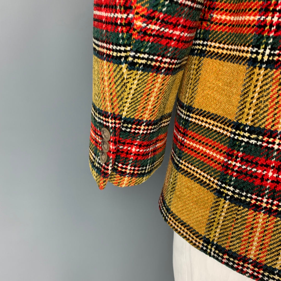 Vintage GIANFRANCO FERRE Size 40 Mustard Multi-Color Plaid Wool Blend Sport Coat