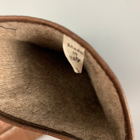 MADOVA Size 6.5 Brown Leather Cashmere Gloves