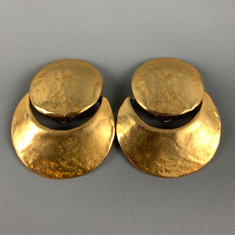 YVES SAINT LAURENT Gold Hammered Metal Clip-On Earrings
