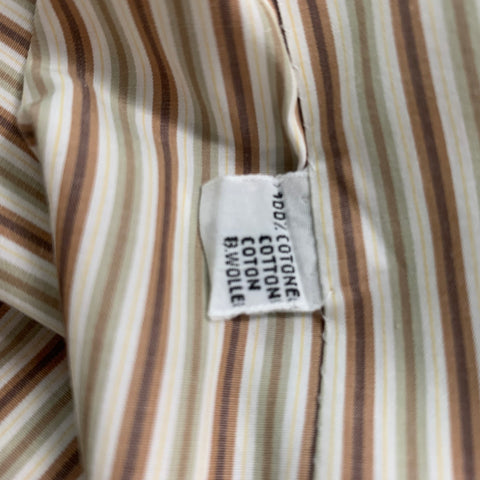 KITON Size L White, Brown & Green Stripe Cotton Button Down Long Sleeve Shirt