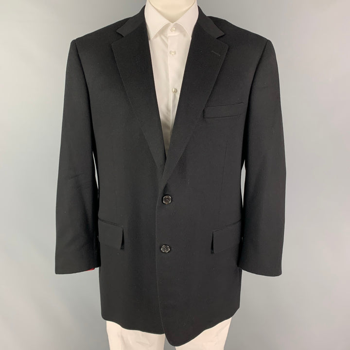 BROOKS BROTHERS Size 46 Black Cashmere Notch Lapel Sport Coat