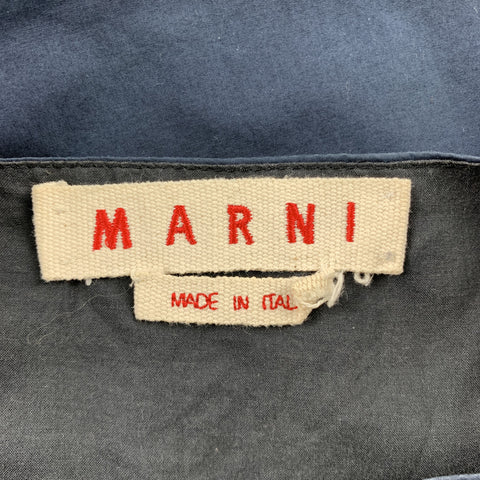 MARNI Size 4 Black Poplin Cotton Pleated Sleeveless Dress
