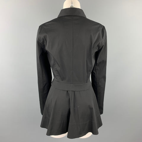 DONNA KARAN Size 8 Black Cotton Blend Long Sleeve Mini Dress