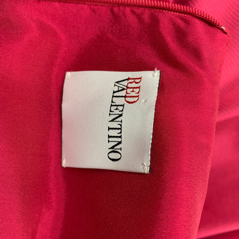 RED VALENTINO Size 8 Pink Cotton Ruffle Belted Dress