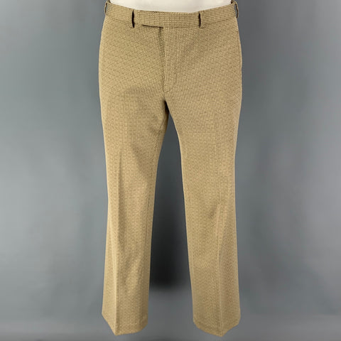 PRADA Size 42 Green Brown Pattern Nylon Blend Notch Lapel Suit