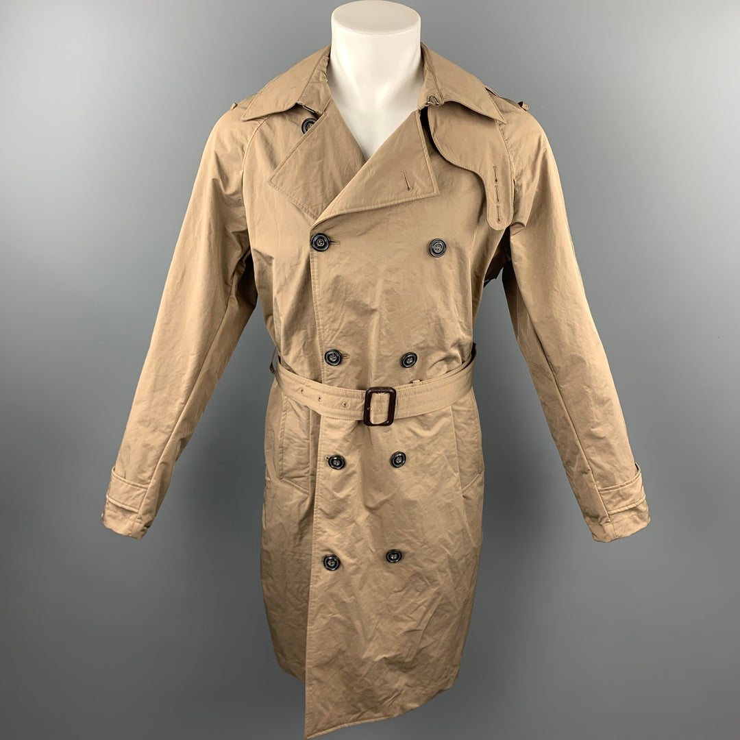 NICK WOOSTER x PAUL & SHARK Size M Tan Mixed Fabrics Polyester / Nylon Belted Trenchcoat
