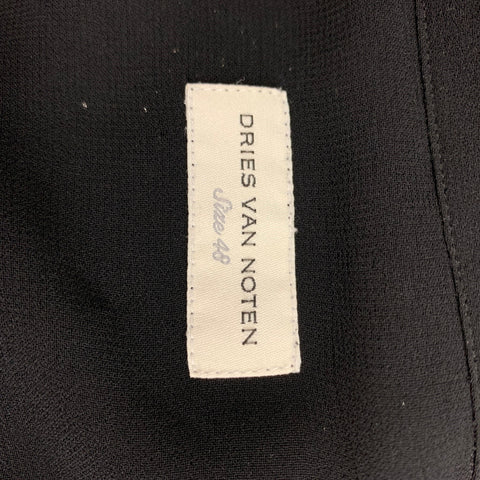 DRIES VAN NOTEN Size S Black Silver Sequined Viscose Long Sleeve Shirt