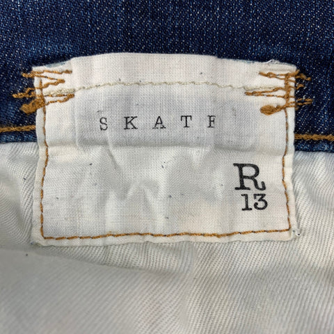 R13 Size 31 Blue Distressed Cotton Contrast Stitch Skate Jeans