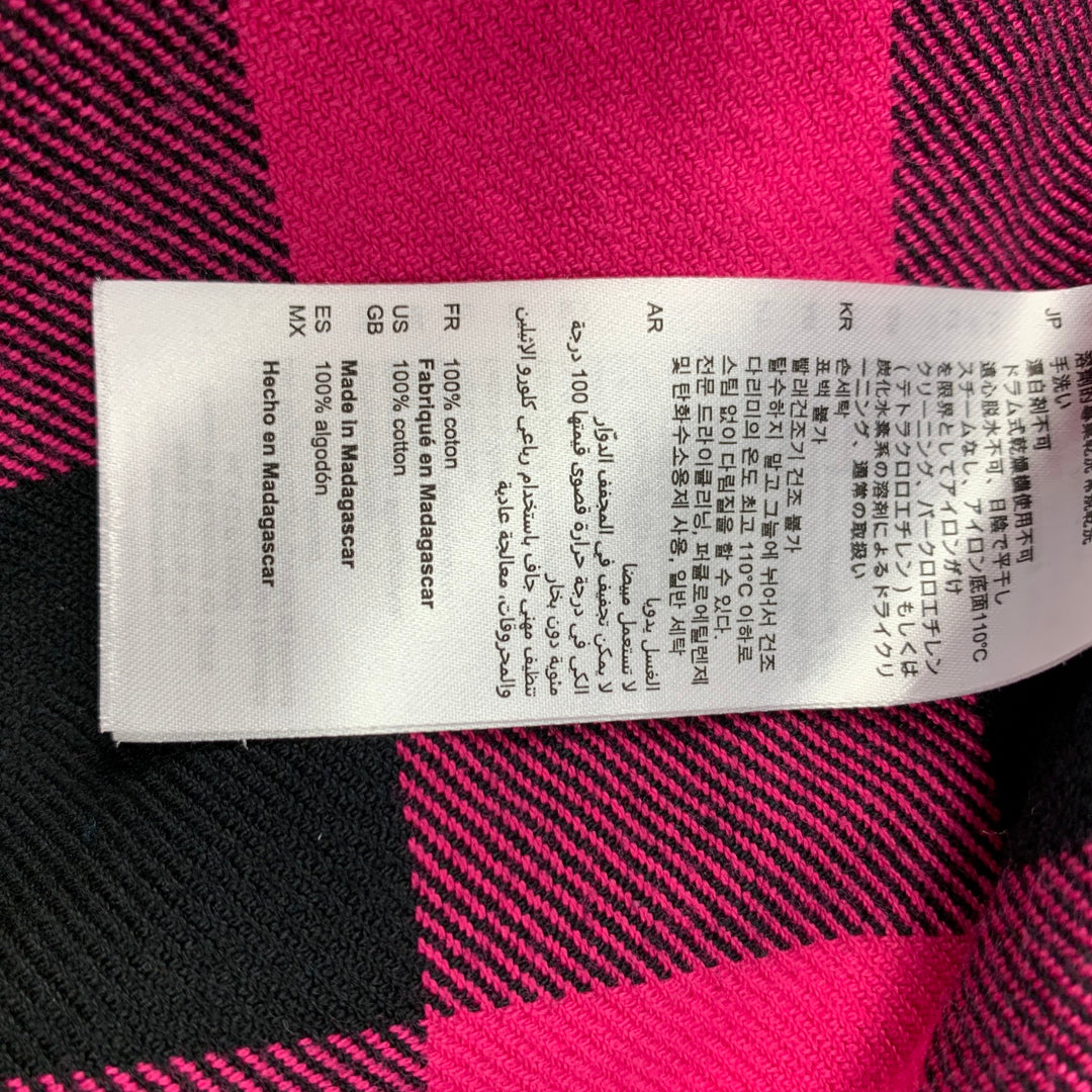SANDRO Camisa de manga larga de algodón cepillado con cuadros de búfalo rosa y negro talla M
