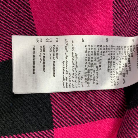 SANDRO Size M Pink & Black Buffalo Plaid Brushed Cotton Long Sleeve Shirt