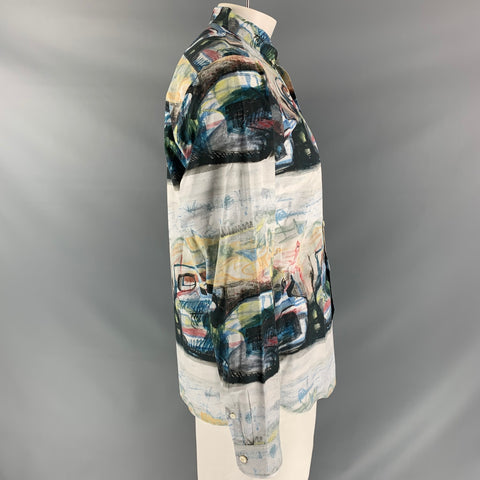 BURBERRY LONDON Size L Multi-Color Abstract Cotton Button Down Long Sleeve Shirt
