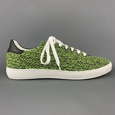 BARNEY'S NEW YORK Taille 10 Baskets à lacets tissées vert lime et noir chiné
