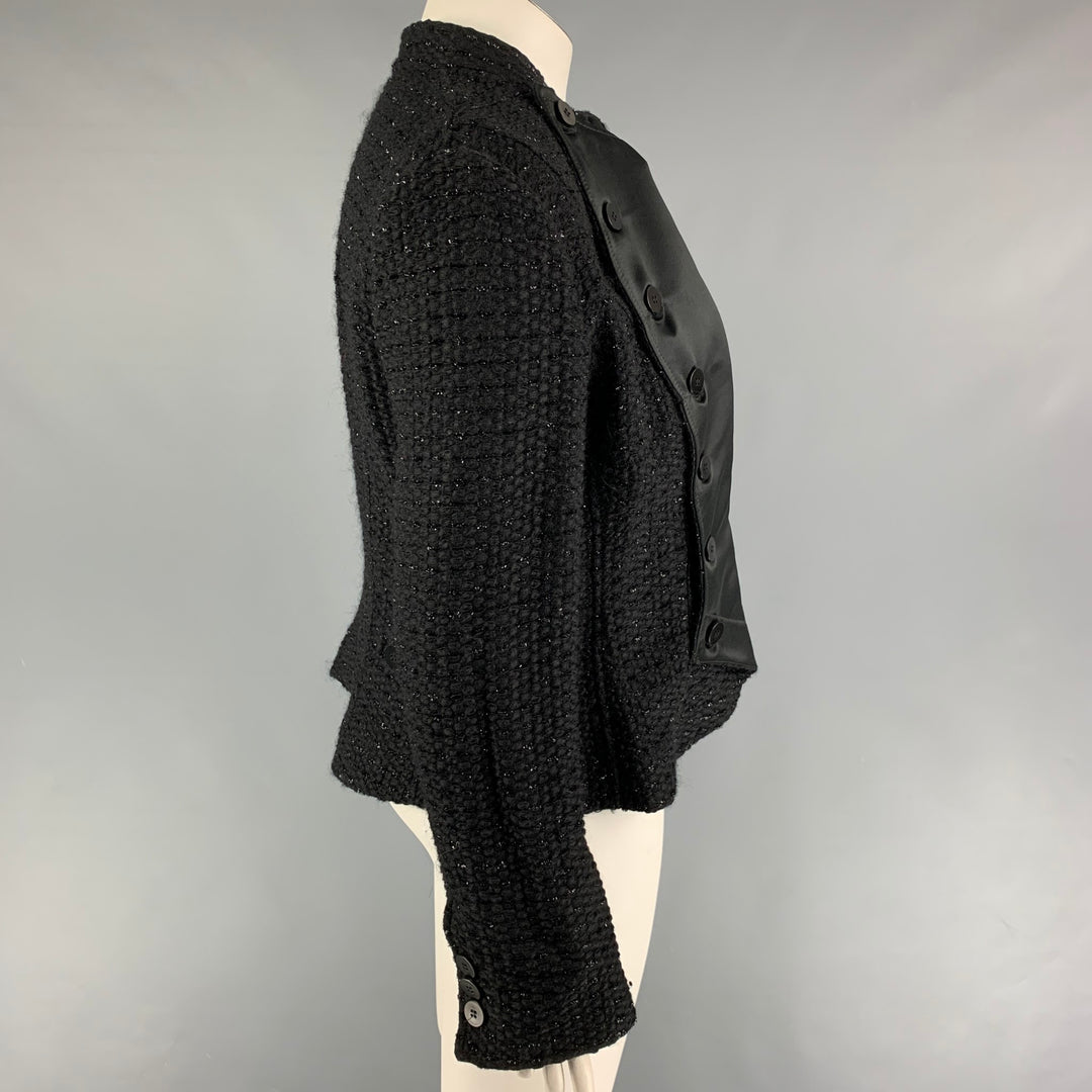 ARMANI COLLEZIONI Taille 12 Veste en tweed mélangée de laine noire