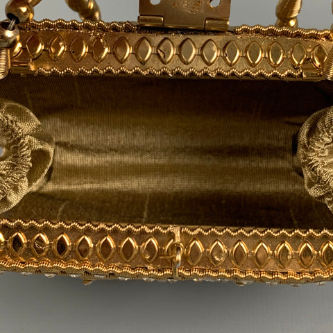 VINTAGE Gold Metallic Rhinestone Mini Bag