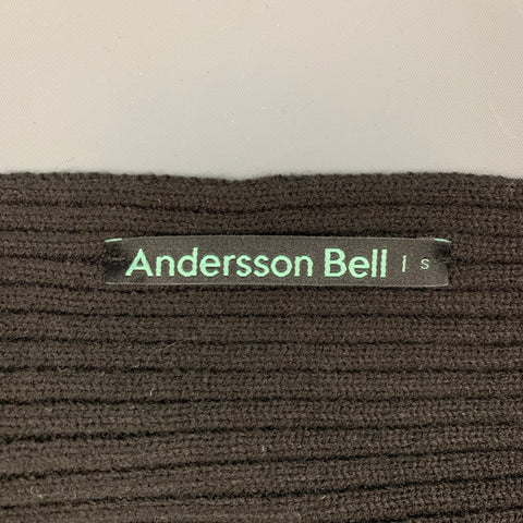 ANDERSON BELL Size S Black Knitted Wool Acrylic One Sleeve Scarf