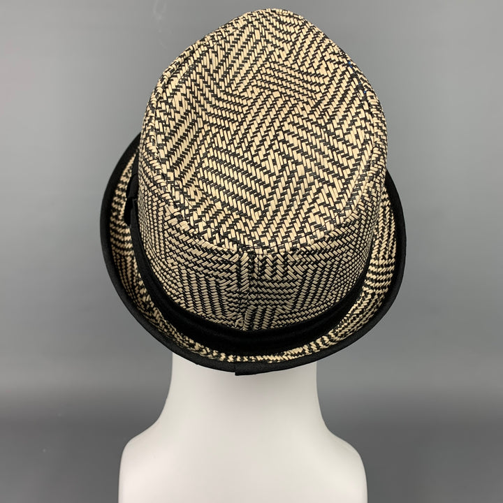 SUN 'N' SAND Black & White Woven Raffia Fedora Hat