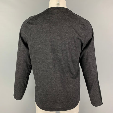 VERRI Size M Grey Heather Wool Long Sleeve T-shirt