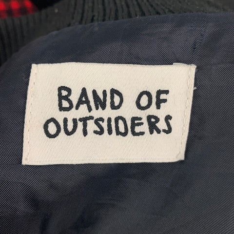 BAND OF OUTSIDERS Size 40 Red Black Checkered Wool Bomber Jacket