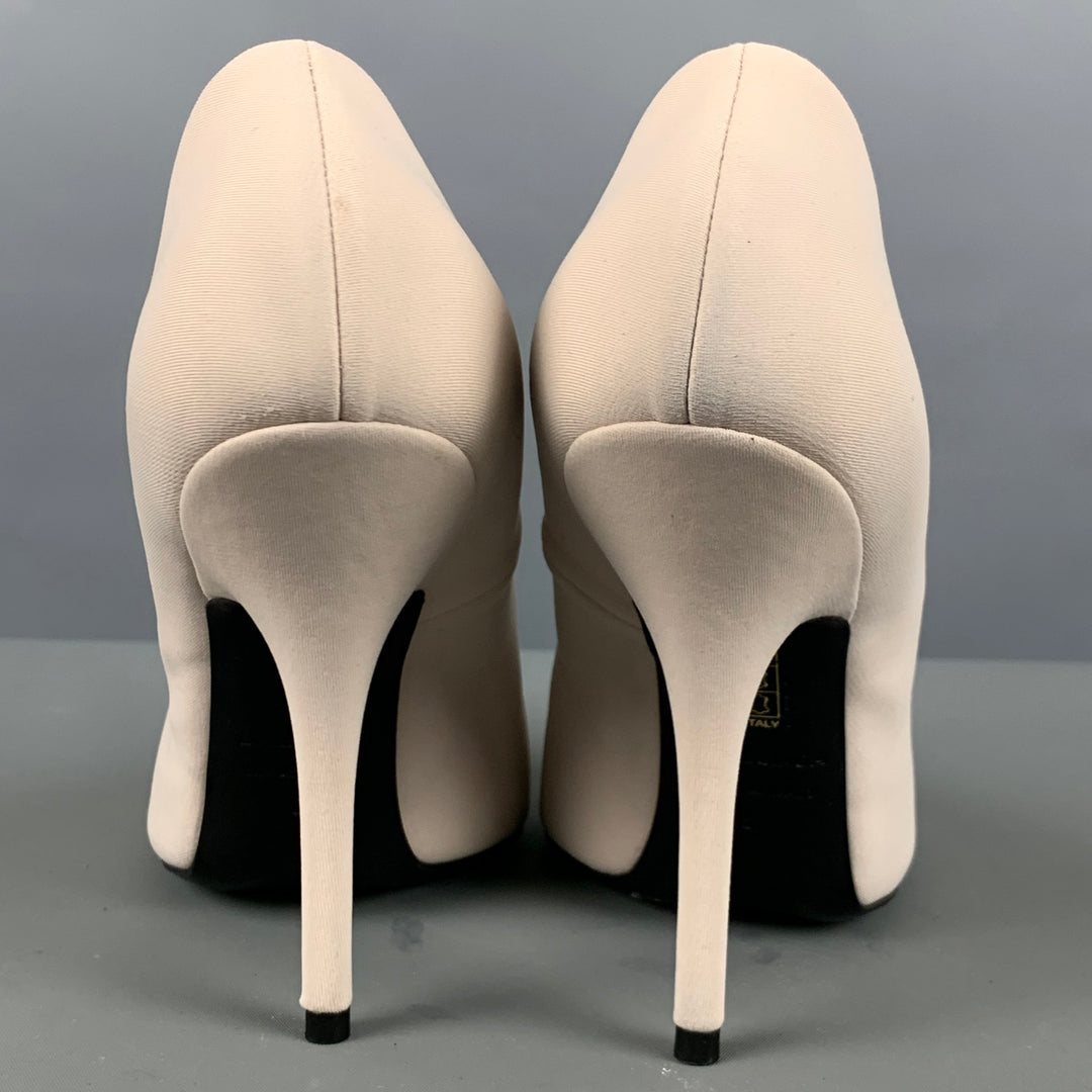 BALENCIAGA Size 7 Cream Fabric Pointed Toe Pumps