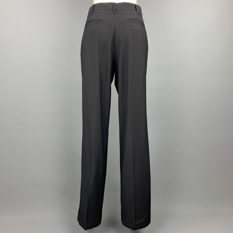 JIL SANDER Size 6 Black Virgin Wool Wide Leg Dress Pants