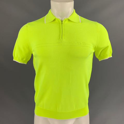 ADAM SELMAN Polo con media cremallera de nailon liso blanco neón talla S