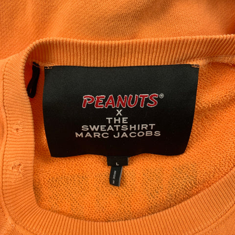 MARC JACOBS x PEANUTS Size L Orange Black Graphic Cotton Crew-Neck Sweatshirt
