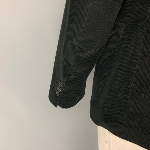 PRADA Size 42 Black Corduroy Cotton Notch Lapel Sport Coat