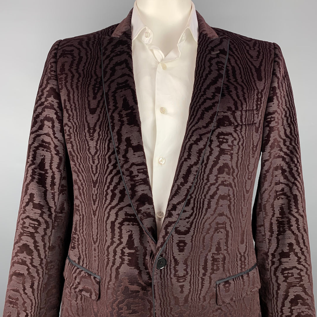 DOLCE &amp; GABBANA Taille 44 Manteau de sport en coton / soie jacquard bordeaux régulier