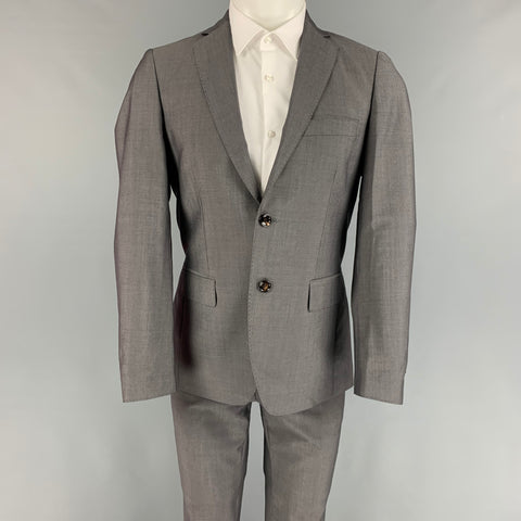 ROYAL HEM Talla 40 Traje de solapa de muesca de mohair de lana gris