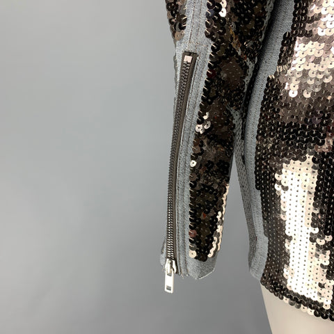 RICK OWENS Size 2 Silver Blue Cotton Diana Sequined Dress