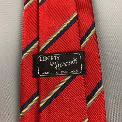 LIBERTY OF LONDON Red Navy Diagonal Stripe Twill Tie