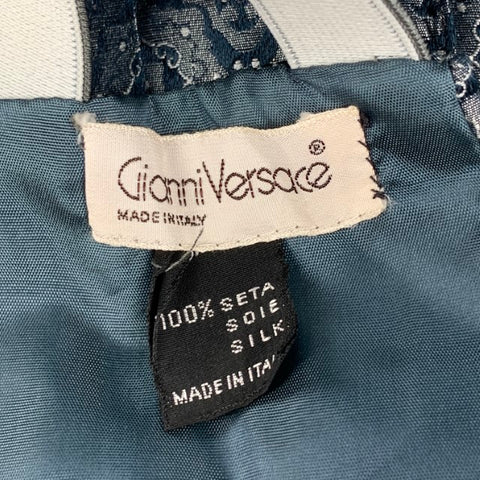Vintage GIANNI VERSACE Navy Silver Baroque Silk Cummerbund
