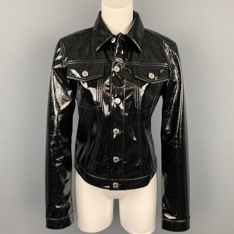 HELMUT LANG Chaqueta trucker de mezcla de poliéster negra talla M