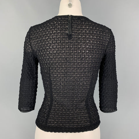 DOLCE & GABBANA Size 4 Black Textured 3/4 Sleeves Dress Top