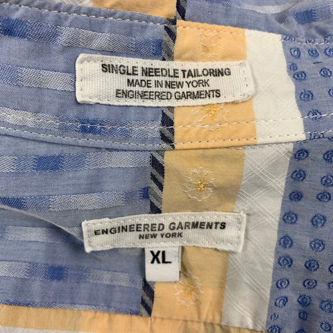 ENGINEERED GARMENTS Size XL Multi-Color Mixed Patterns Cotton Long Sleeve Shirt