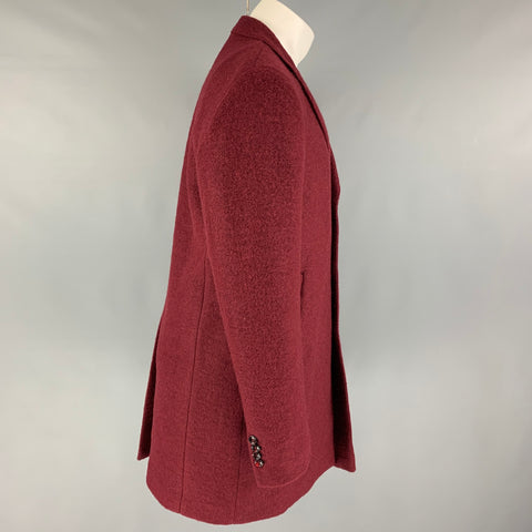 ALLESANDRO DELL' ACQUA Size 40 Burgundy Textured Wool Blend Coat