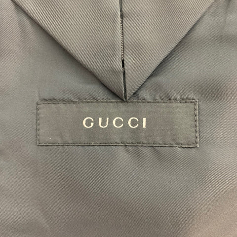 GUCCI Size 40 Grey Blue Stripe Wool Notch Lapel Suit