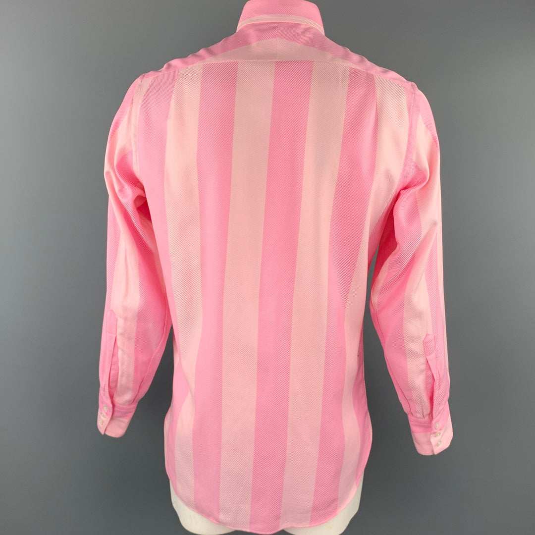 TURNBULL & ASSER Size M Pink Textured Cotton Button Up Long Sleeve Shirt