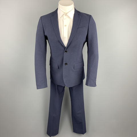 BURBERRY LONDON Size 36 Navy Seersucker Cotton Notch Lapel Suit
