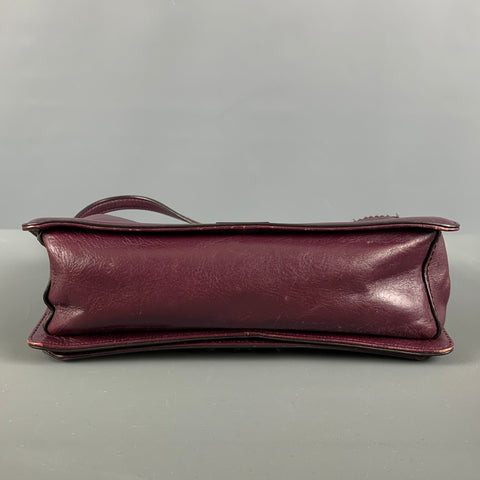 REBECCA MINKOFF Burgundy Quilted Chevron Leather Handbag