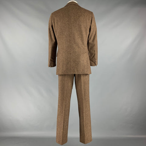 POLO by RALPH LAUREN Size 40 Brown Cream Nailhead Single breasted Suit