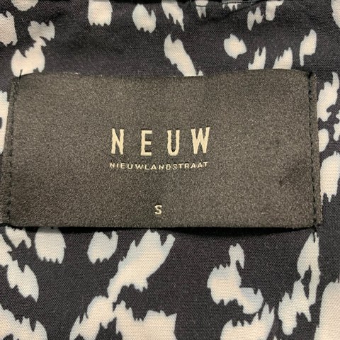 NEUW Size S Black White Marble Rayon One Pocket Short Sleeve Shirt