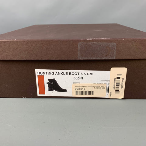 LOUIS VUITTON Talla 5.5 Botas de tacón grueso de cuero marrón con grano de guijarro